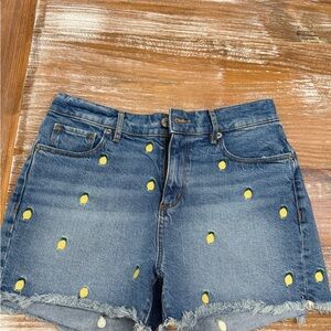 LOFT Blue Jean Shorts with Lemon Accents